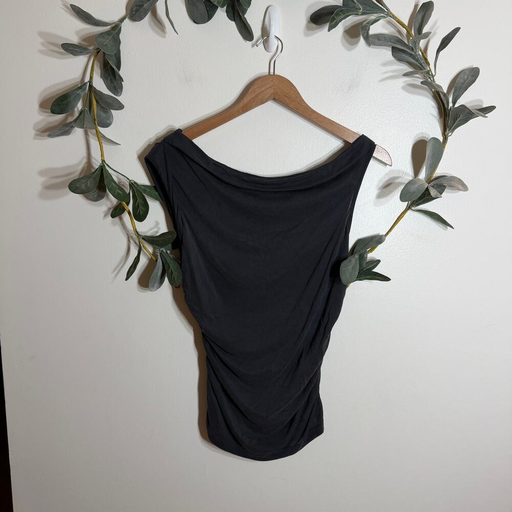 Pilcro Dark Gray Ruched Blouse